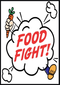 Cartoon of a 1-person food fight